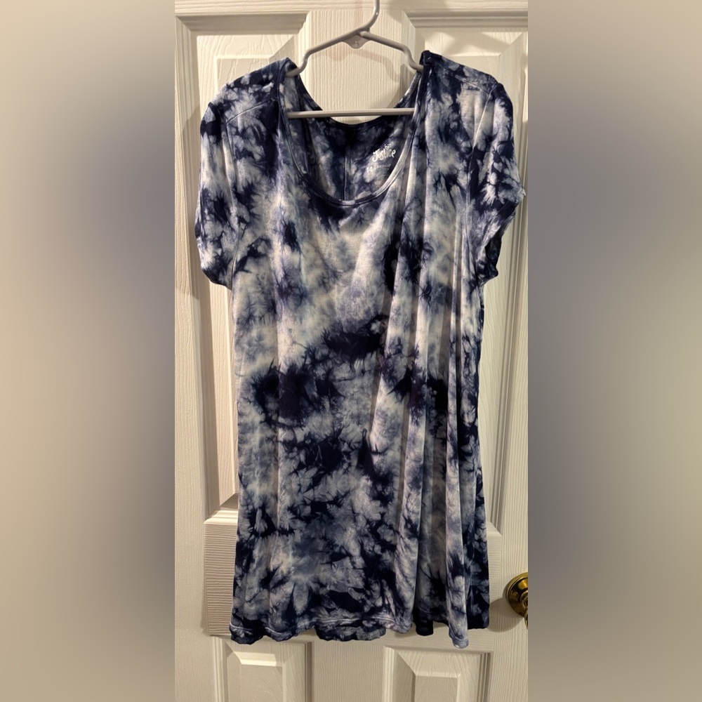 Justice Blue and White Tie-Dye Short Sleeve Top